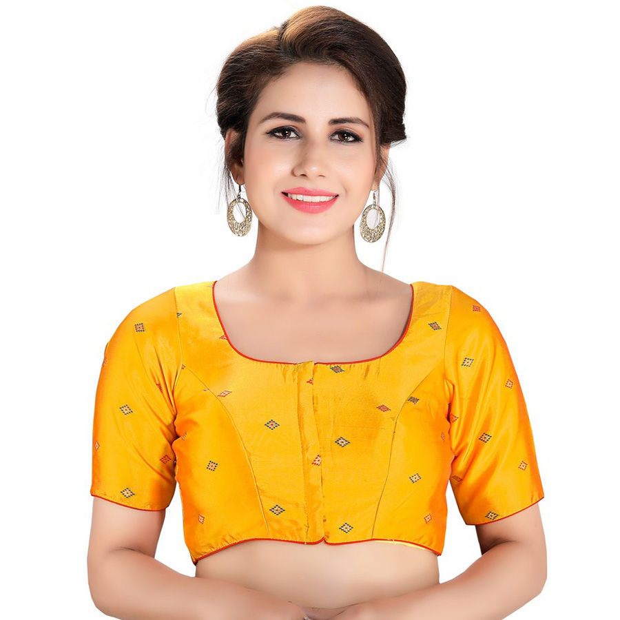 Yellow color Taffeta Silk fabric Blouse : 1640046