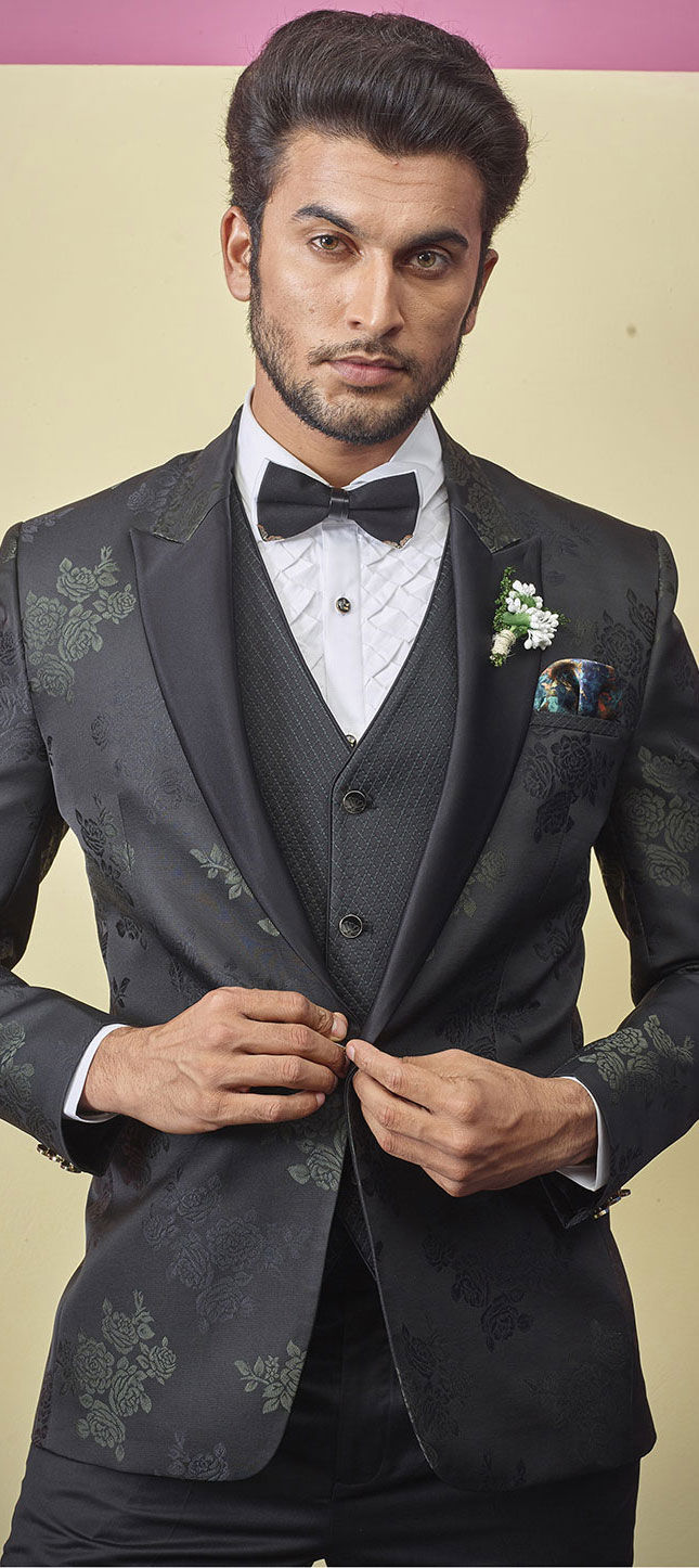 Black and Grey color Imported fabric 3 Piece Suit (with shirt) 1643617