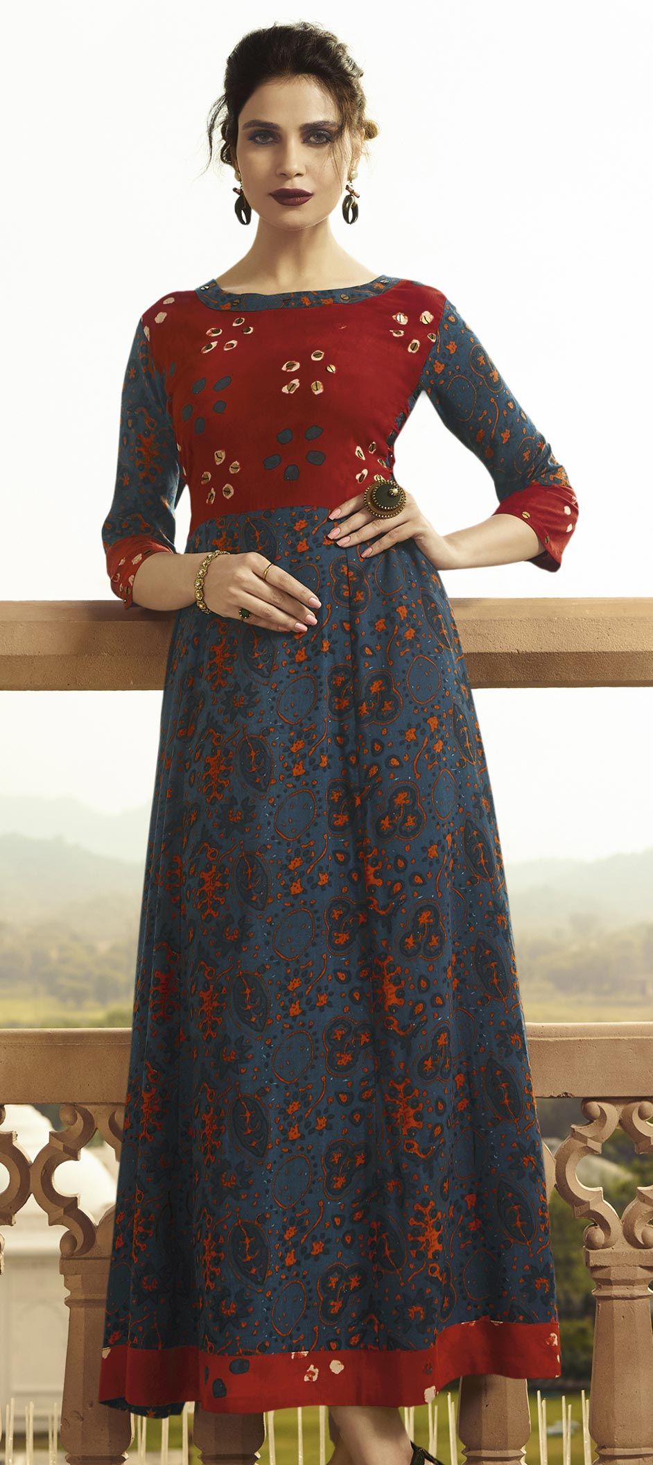Blue Heavy Rayon Na Kurti