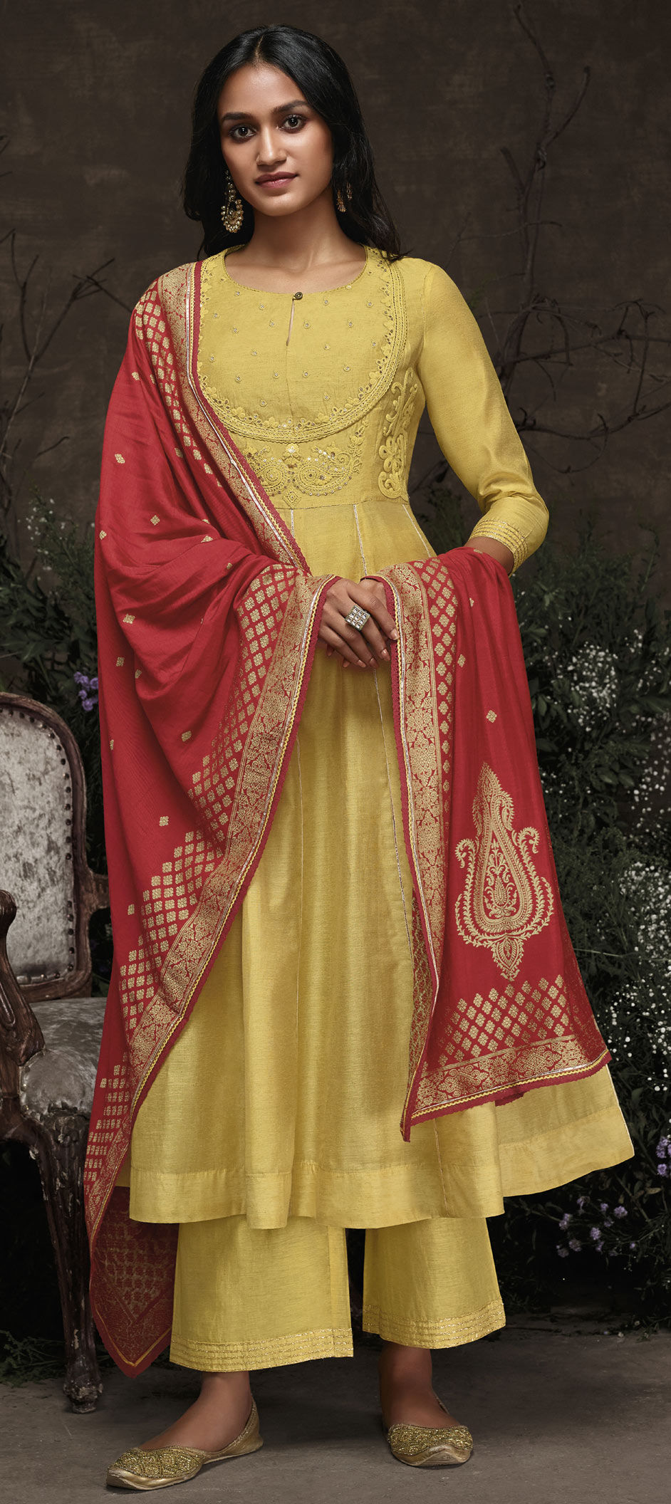 Festive, Party Wear Yellow color Art Silk fabric Salwar Kameez 1646903
