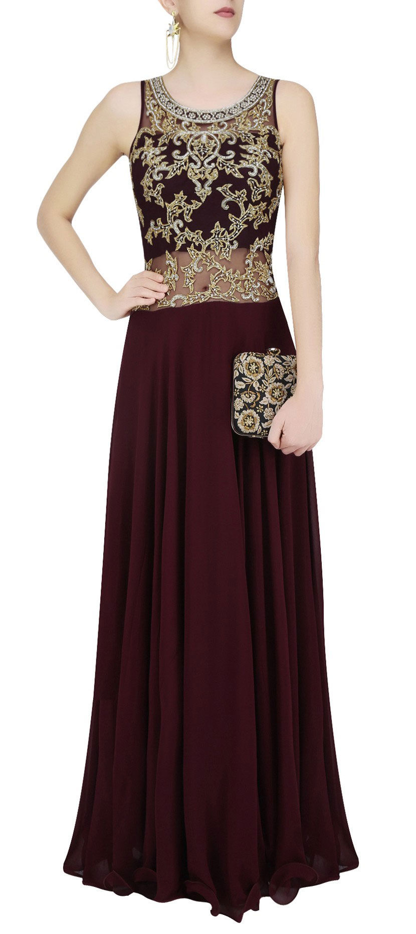Rose Bud Cherry Palazzo style Salwar Kameez Faux Georgette main image 0