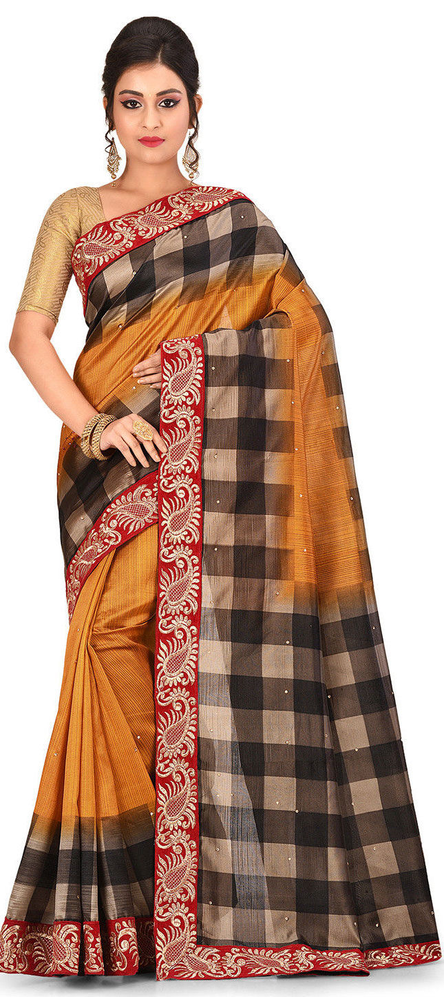 Bridal, Traditional, Wedding Orange color Kanjeevaram Silk, Silk fabric