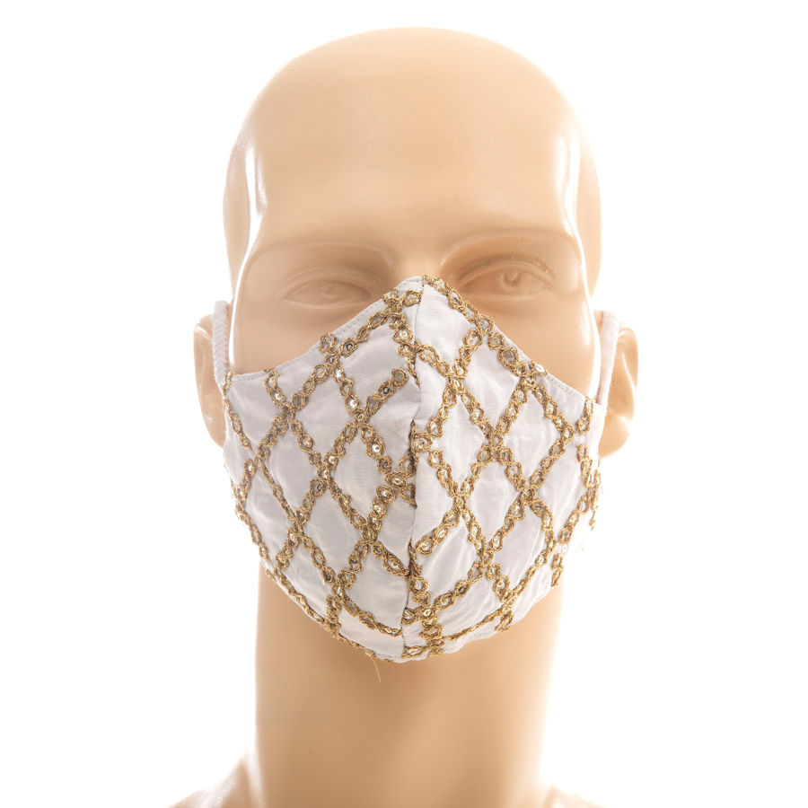 Casual White and Off White color Cotton fabric Cloth Mask 1652566