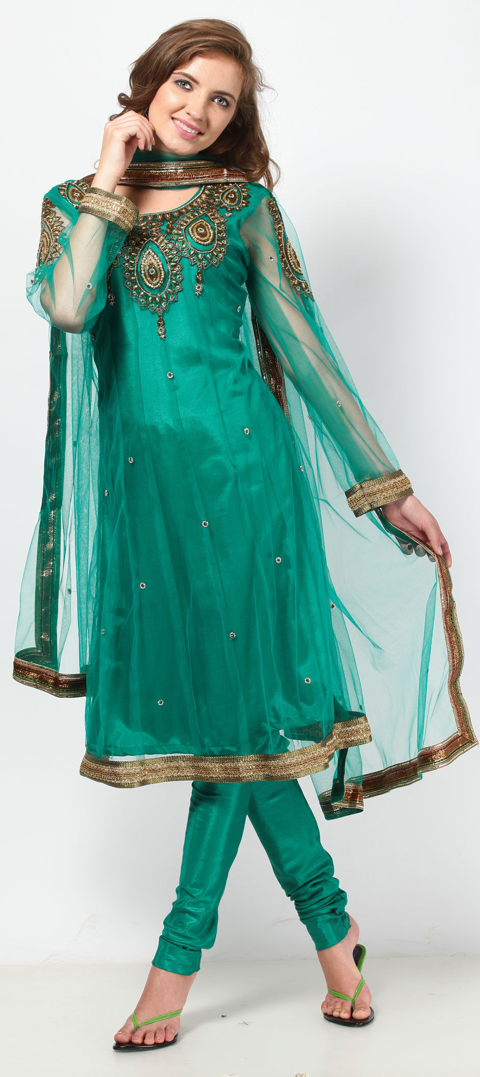 Party Wear Green color Net fabric Salwar Kameez 1660750