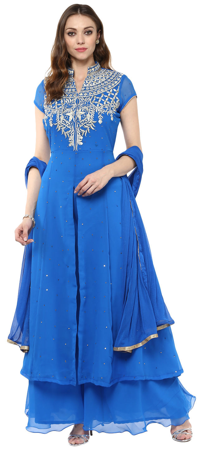 Party Wear Blue color fabric Salwar Kameez 1660832