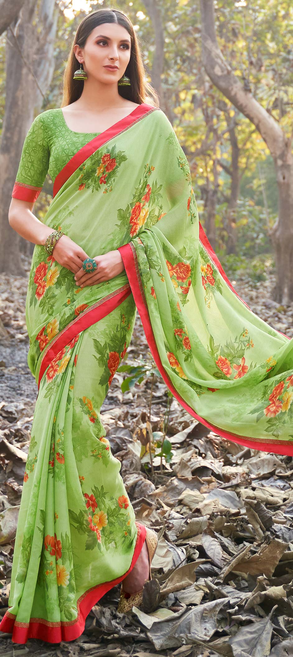 Party Wear Green color Faux fabric Saree 1664461