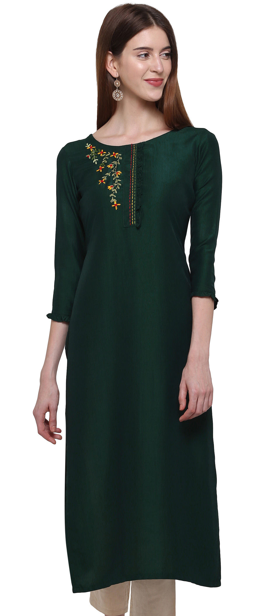 Casual Green color Muslin fabric Kurti 1664900