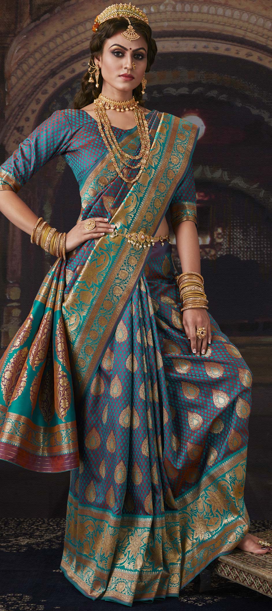 Turquoise Evening Wear Party Saree – StylebyPanaaash