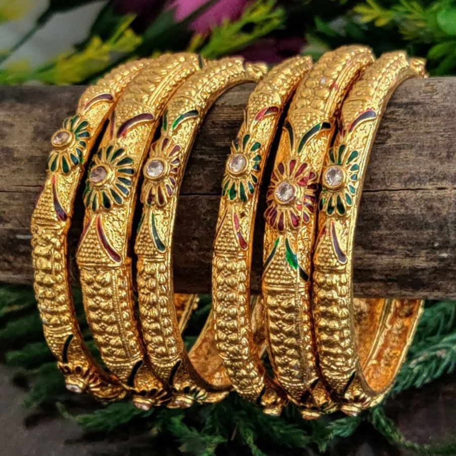 Gold color Brass metal Bangles 1673914