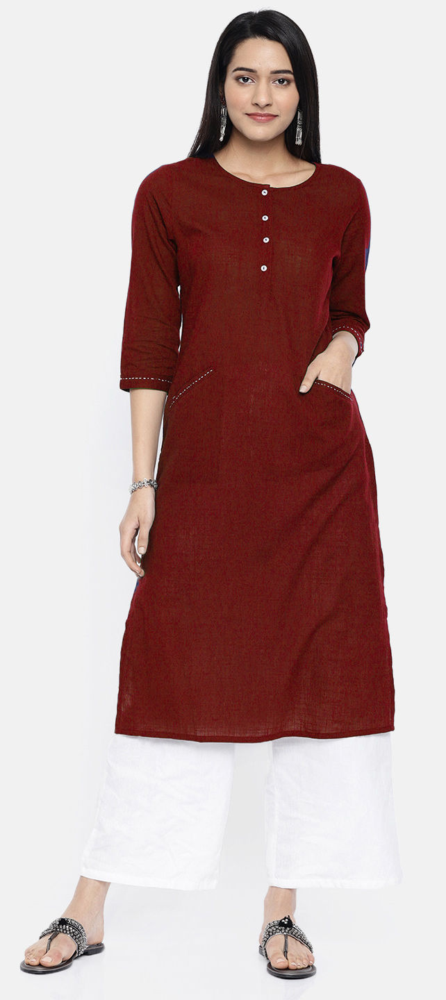 Reddish Maroon Printed Tunic Set main image 1
