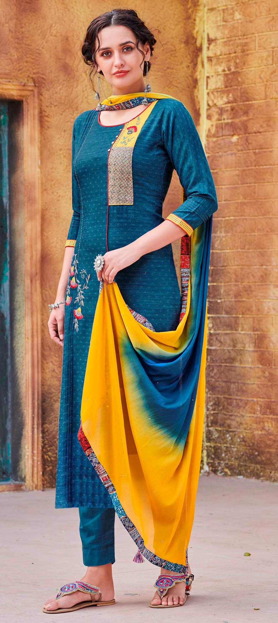 Party Wear Blue color Rayon fabric Salwar Kameez 1681353