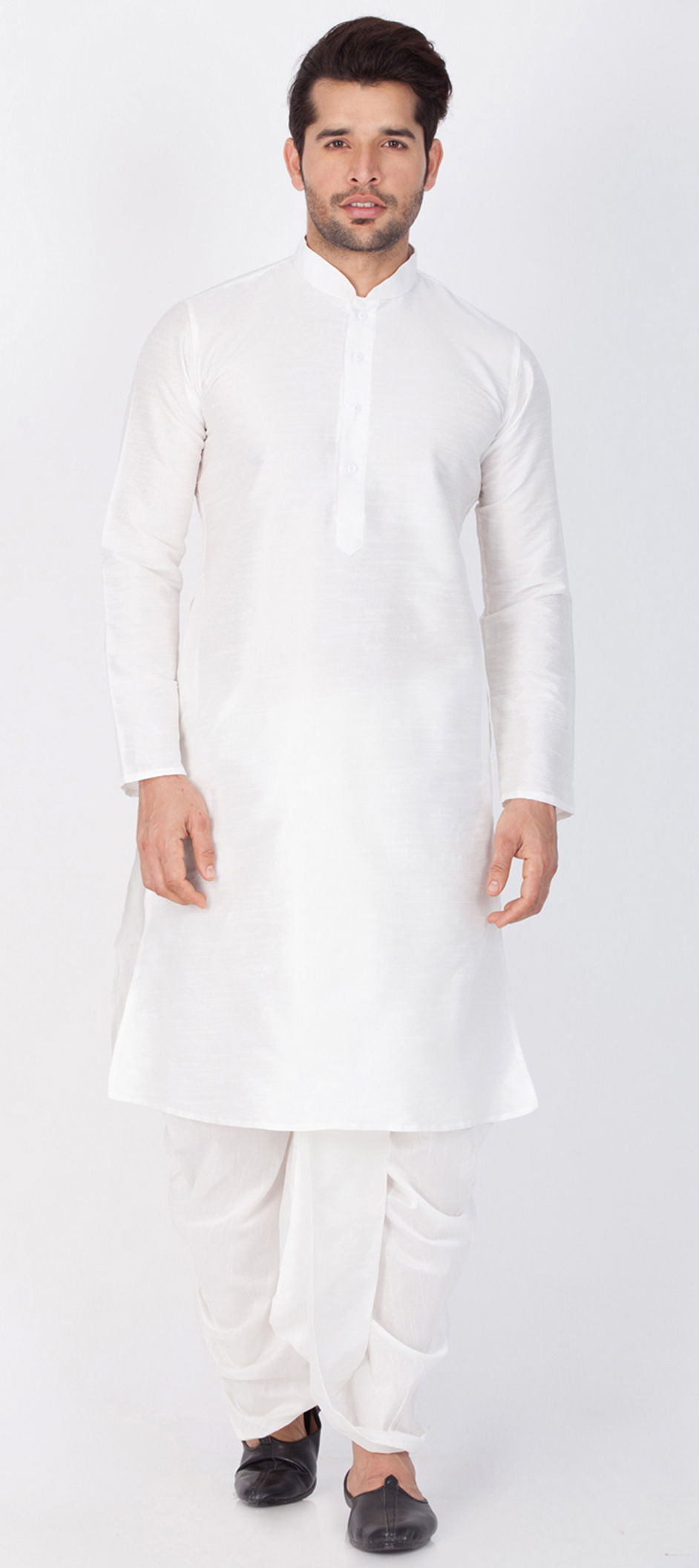 White Kurta Art Dupion Dhoti