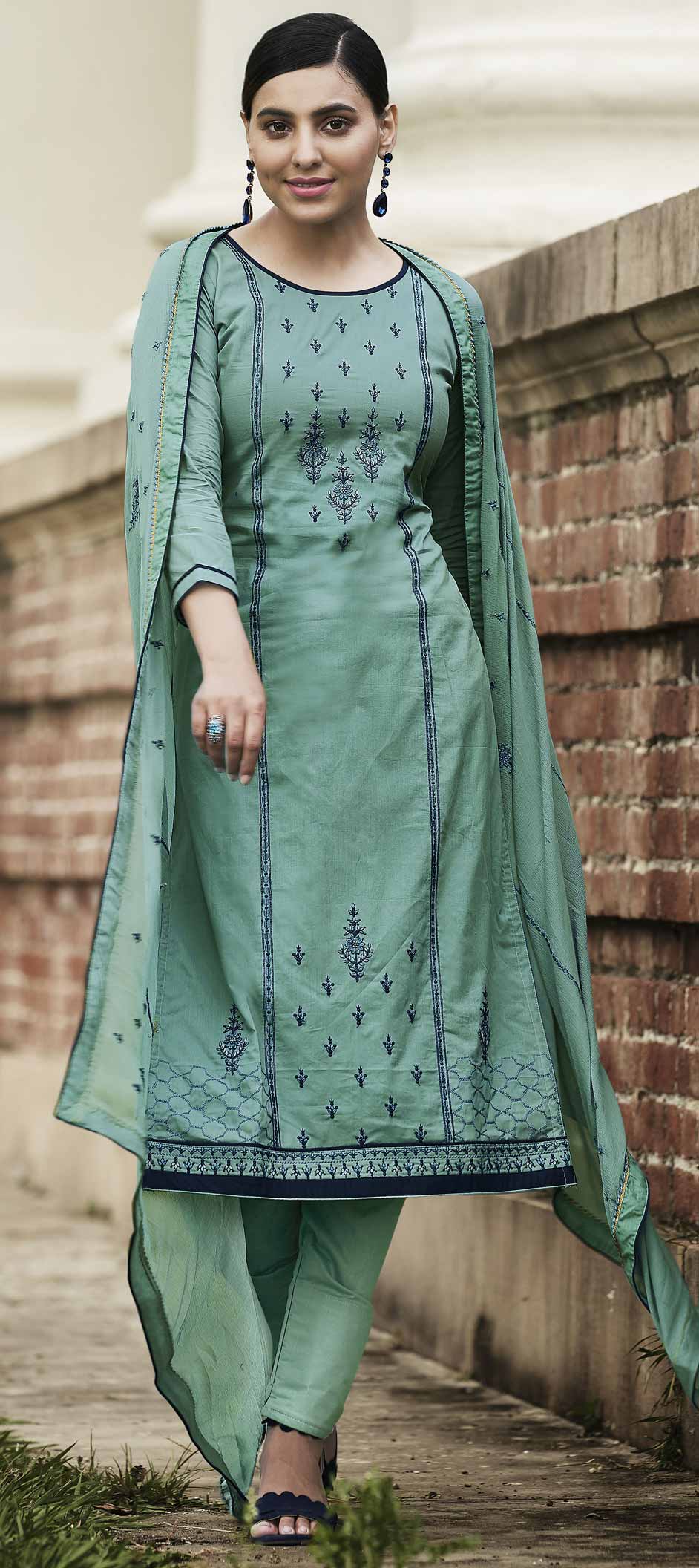 Buy KEX Green Indian Churidar Cotton Casual wear Silm fit churidar