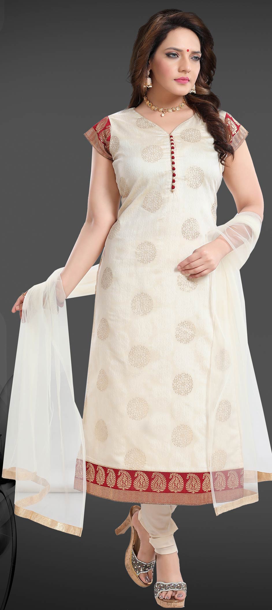 Festive, Party Wear White and Off White color Bangalore Silk