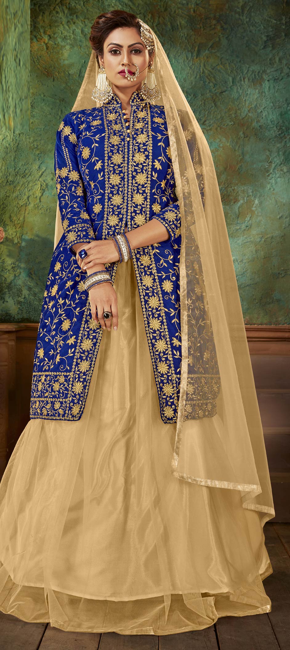 Lehenga in Royal Blue Embroidered Fabric LLCV114463