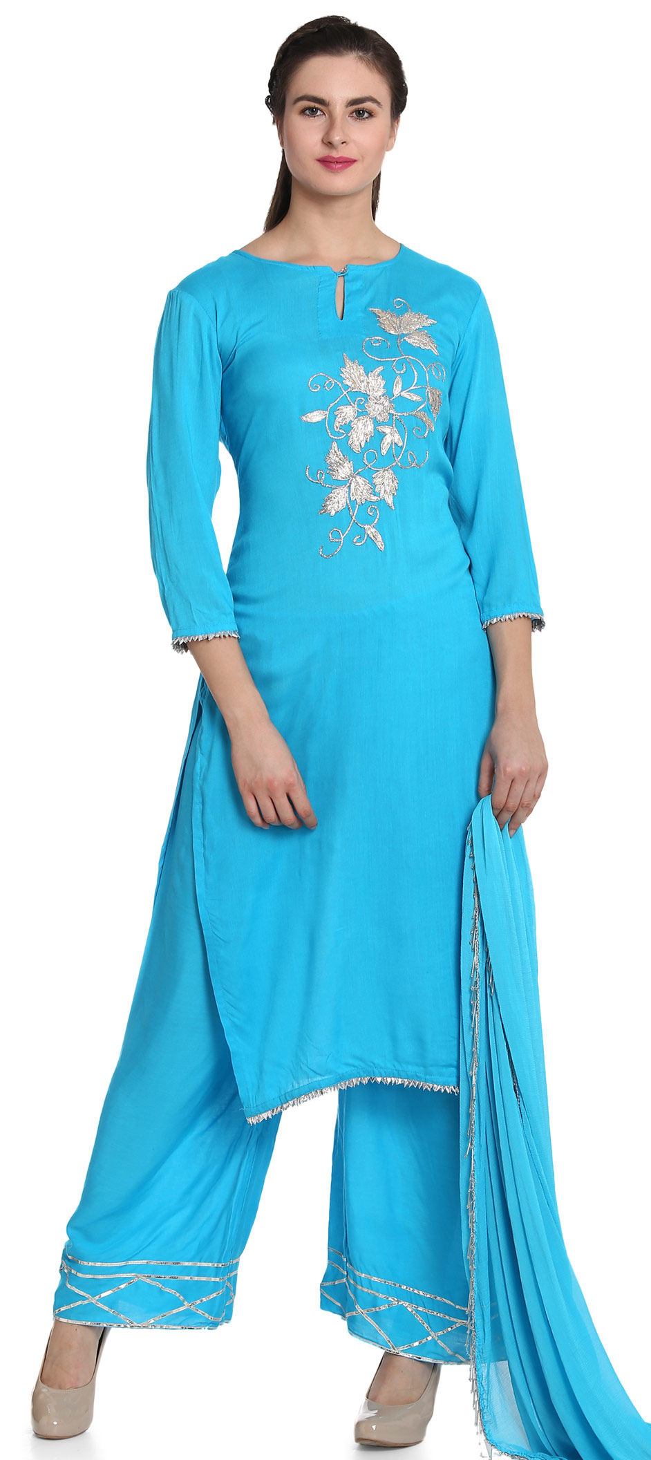 Party Wear Blue color Rayon fabric Salwar Kameez 1695874
