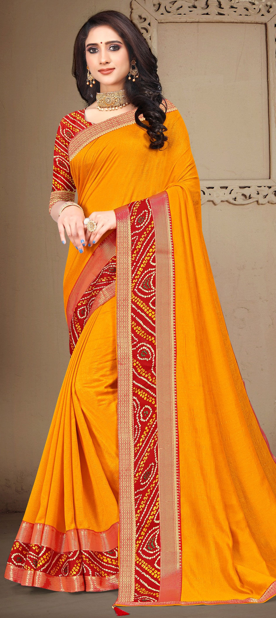 Casual, Festive, Navratri Yellow color Art Silk fabric Saree 1696667