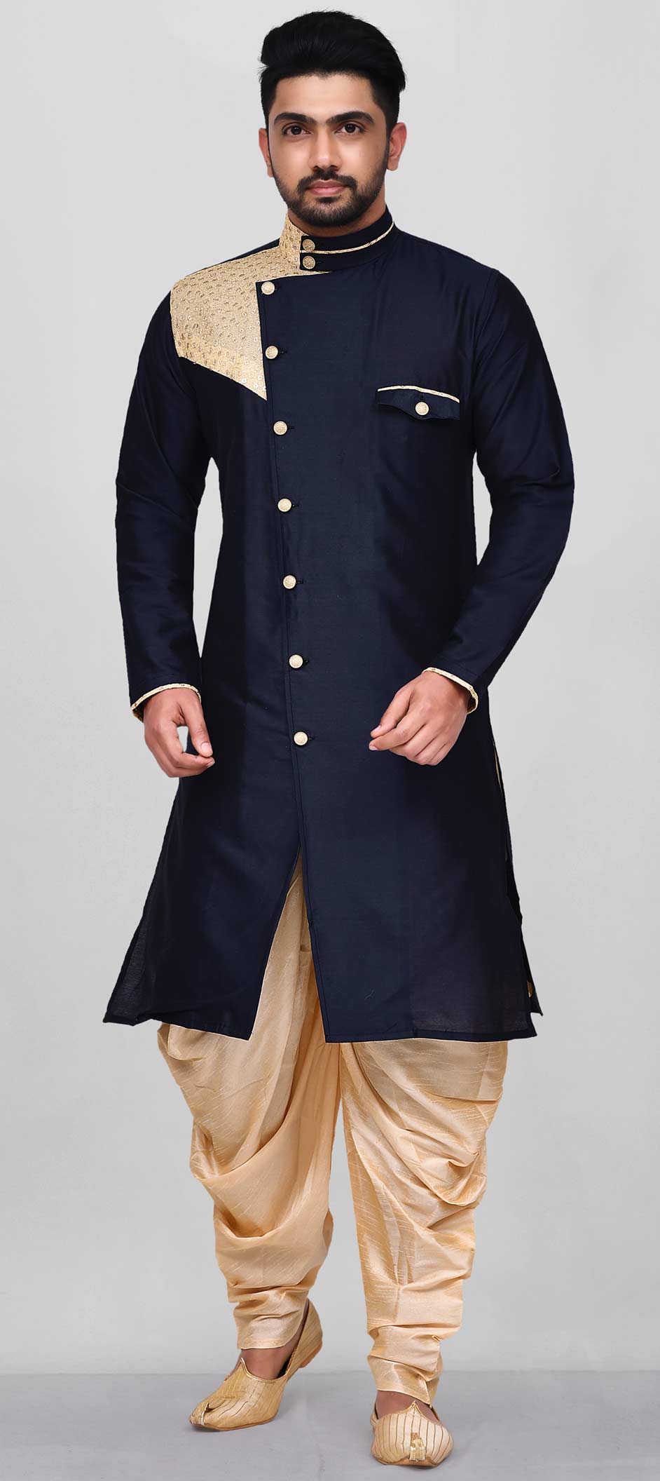 Sky Blue Kurta Dhupion Art Silk Dhoti main image 1