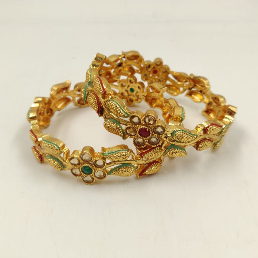 Green, Red and Maroon color Copper metal Bangles 1704970