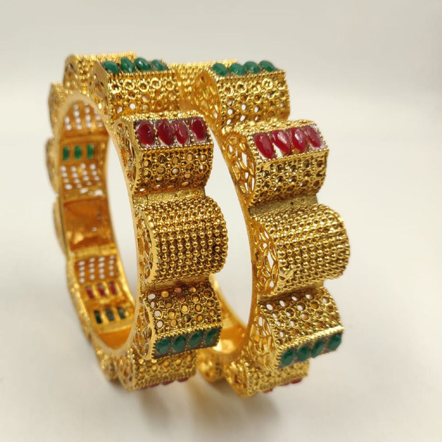 Green, Red and Maroon color Copper metal Bangles 1704975