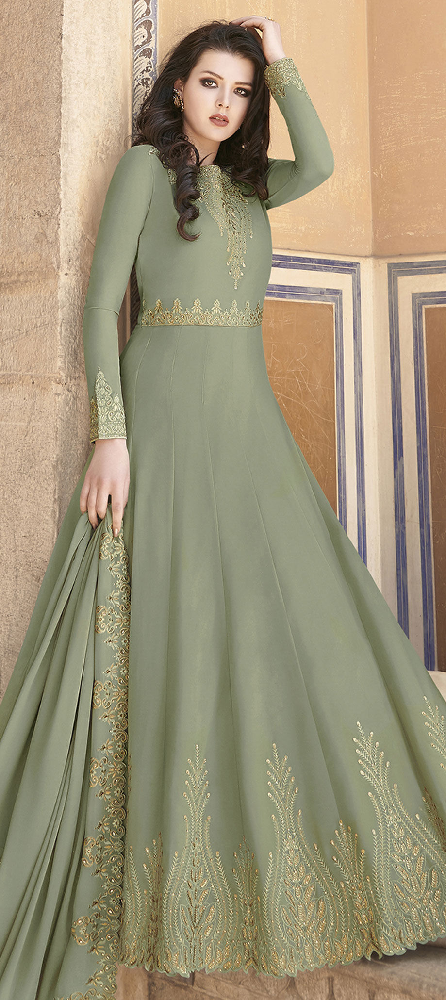 Bollywood, Party Wear Green color Georgette fabric Salwar Kameez : 1706700