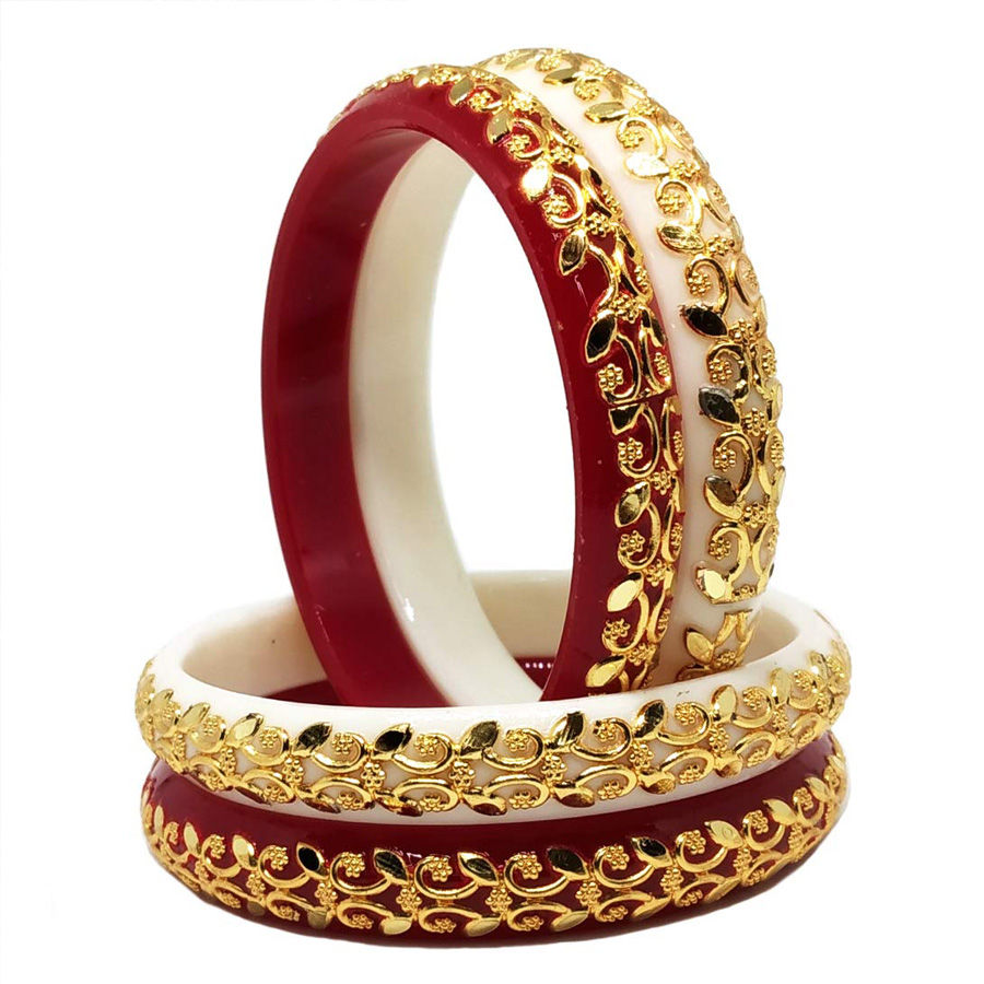Red and Maroon, White and Off White color Metal Alloy metal