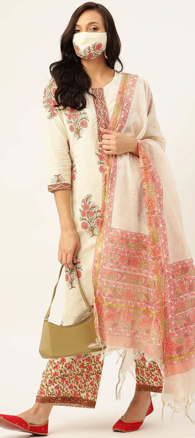 Casual White and Off White color Cotton fabric Salwar Kameez : 1730134