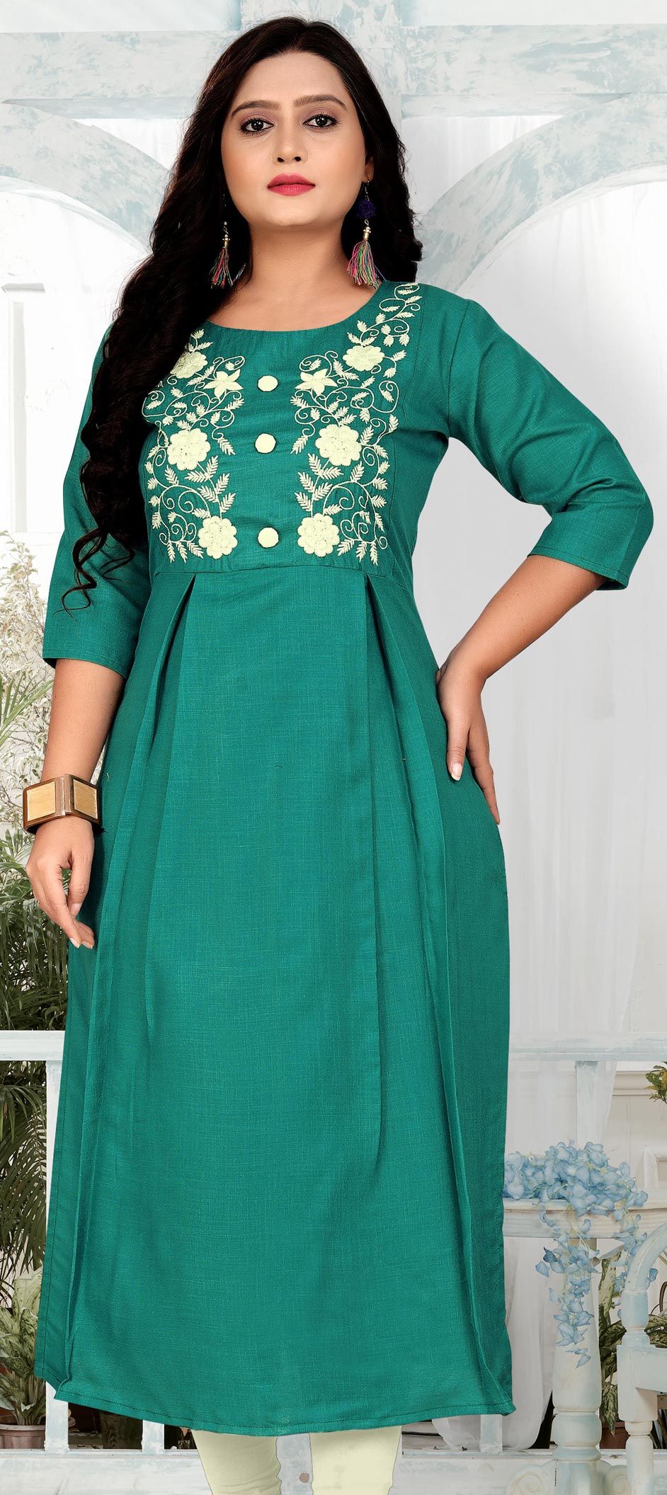 Casual Blue color Cotton fabric Kurti 1731284