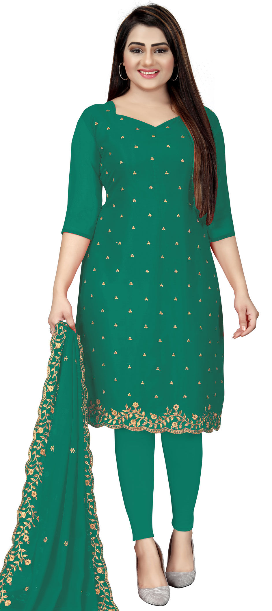 Party Wear Green color fabric Salwar Kameez 1732078