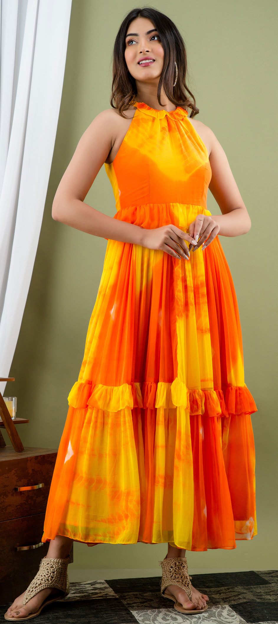 yellow orange color dress