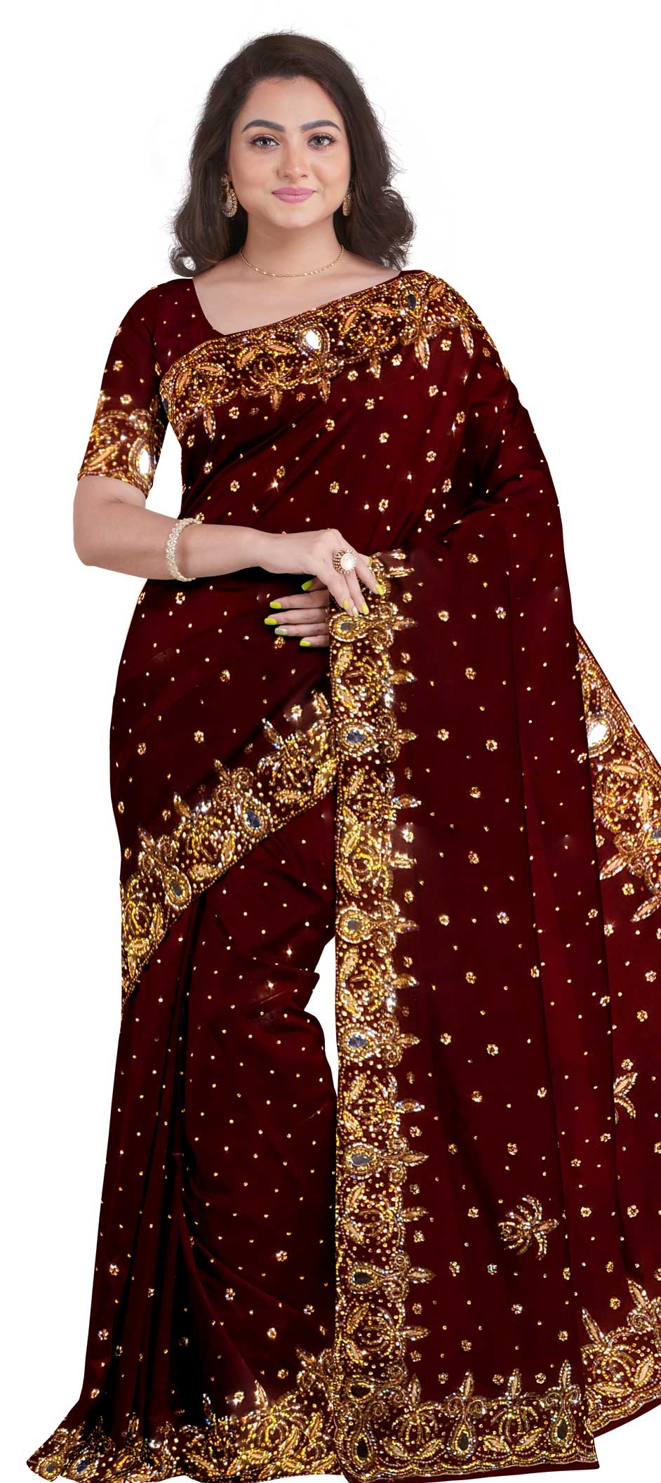 Bridal, Wedding Red and Maroon color Georgette fabric Saree 1739350 - Main Image