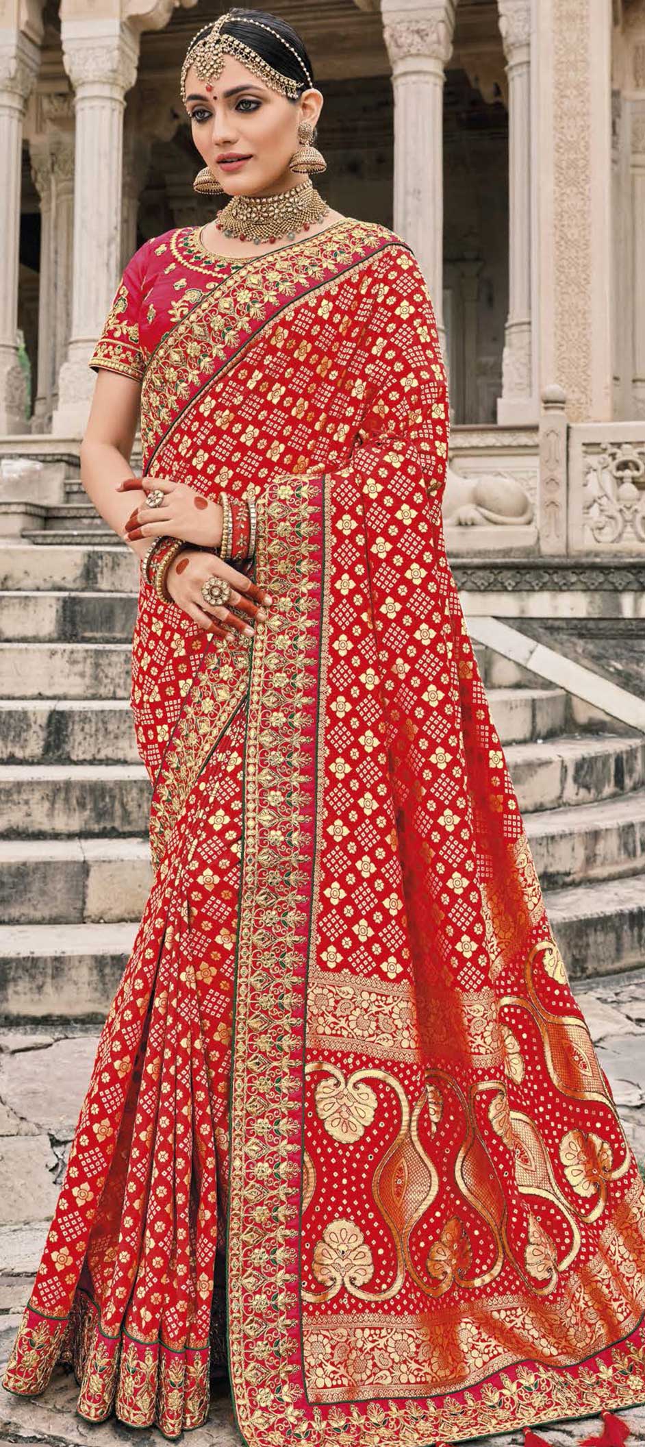 Bridal, Wedding Red and Maroon color Patola Silk, Silk fabric Saree ...