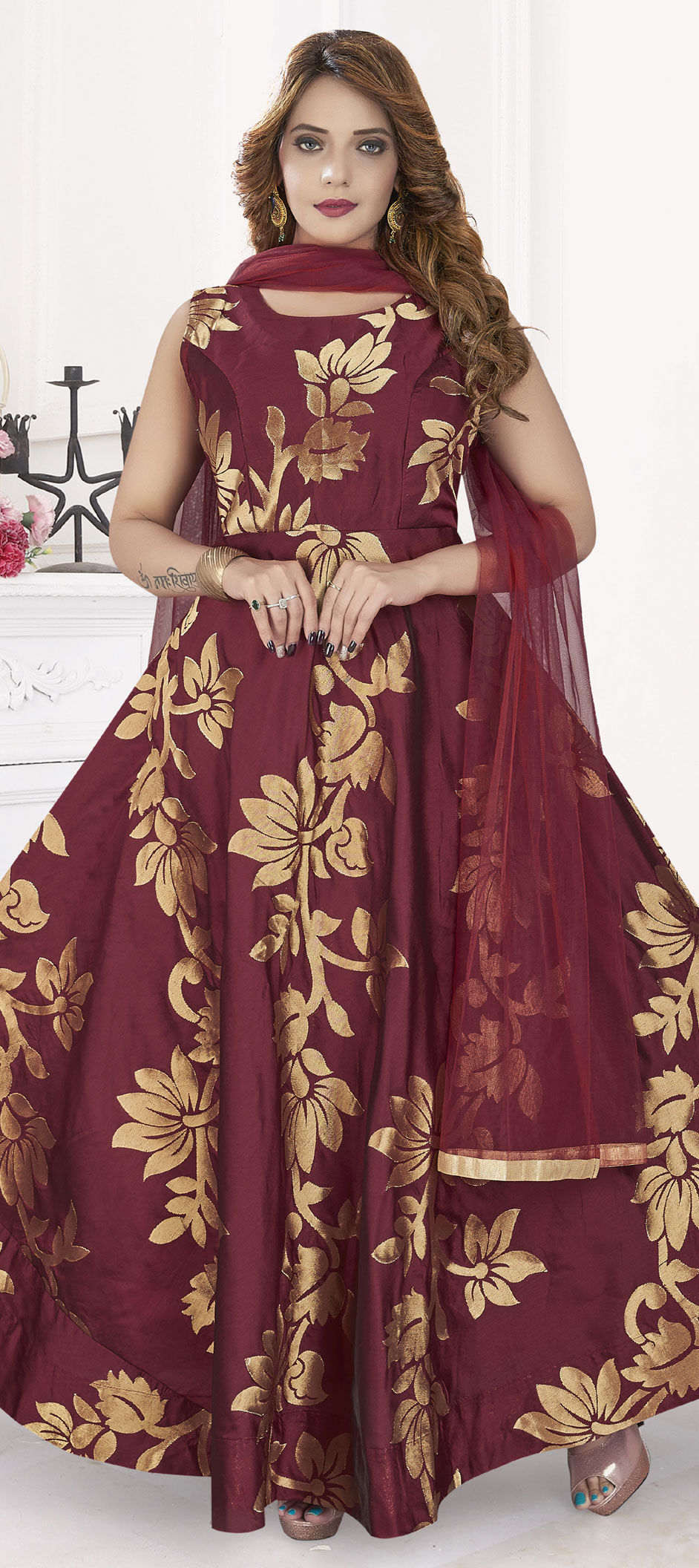silk bias cut dress Fall 1999 John Galliano Deep Red Patterned Silk Bias Cut Backless Dres   Shrimpton Couture