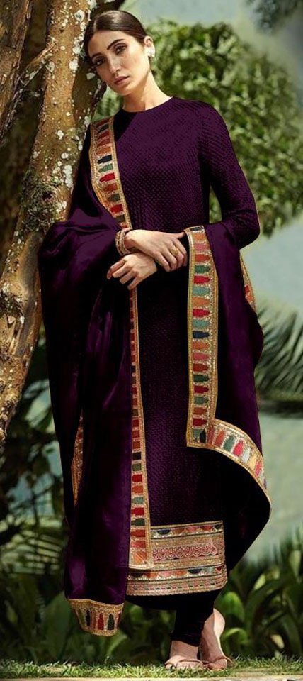 Purple Embellished Nyra Cut : Buy Purple Georgette Sequin Embellished Nyra  Cut Suit Set with Dupatta