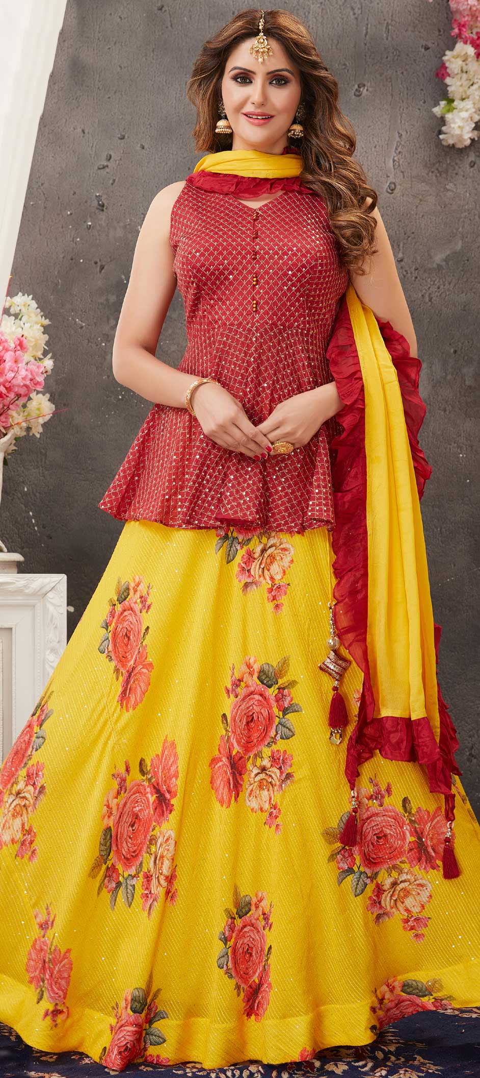 Outstanding yellow colours combination colour contrast lehenga choli &  blouse Ideas ? - YouTube