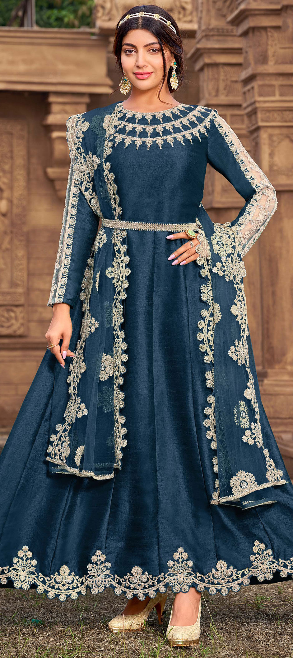Festive, Party Wear Blue color Silk fabric Salwar Kameez : 1788546