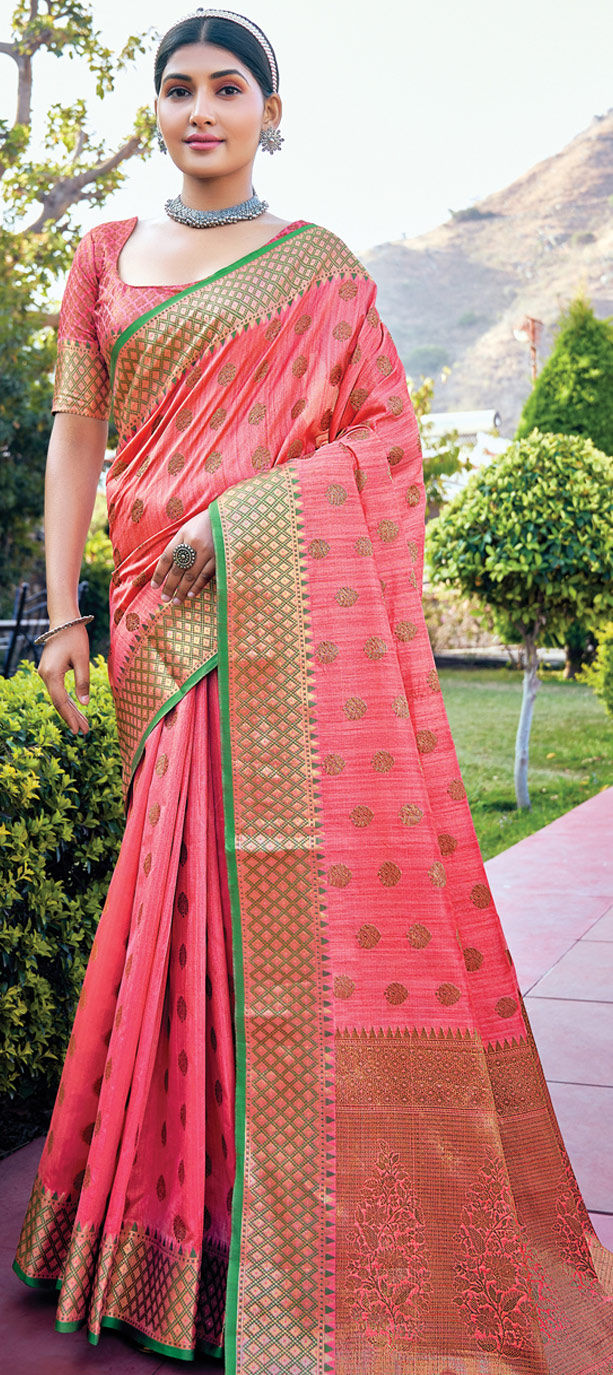 Traditional Pink And Majenta Color Banarasi Silk Silk Fabric Saree 1791092 5367