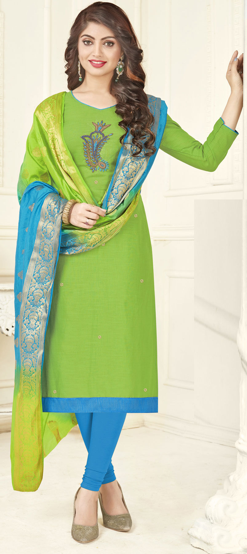 Check out the elegant Georgette Embroidered Designer Salwar Kameez in Green  -