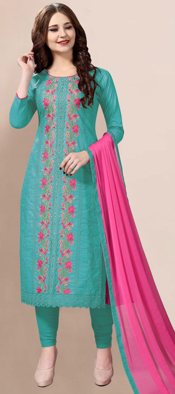 Festive, Party Wear Blue color Cotton fabric Salwar Kameez 1798004