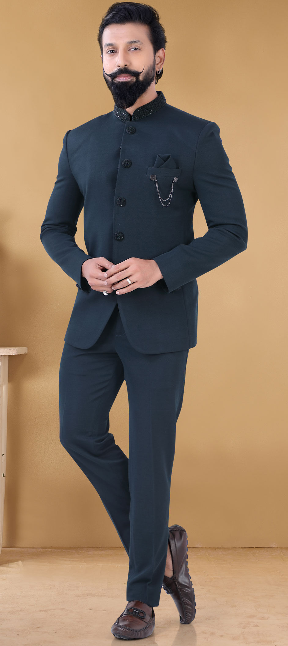 Blue color Lycra fabric Jodhpuri Suit : 1798995