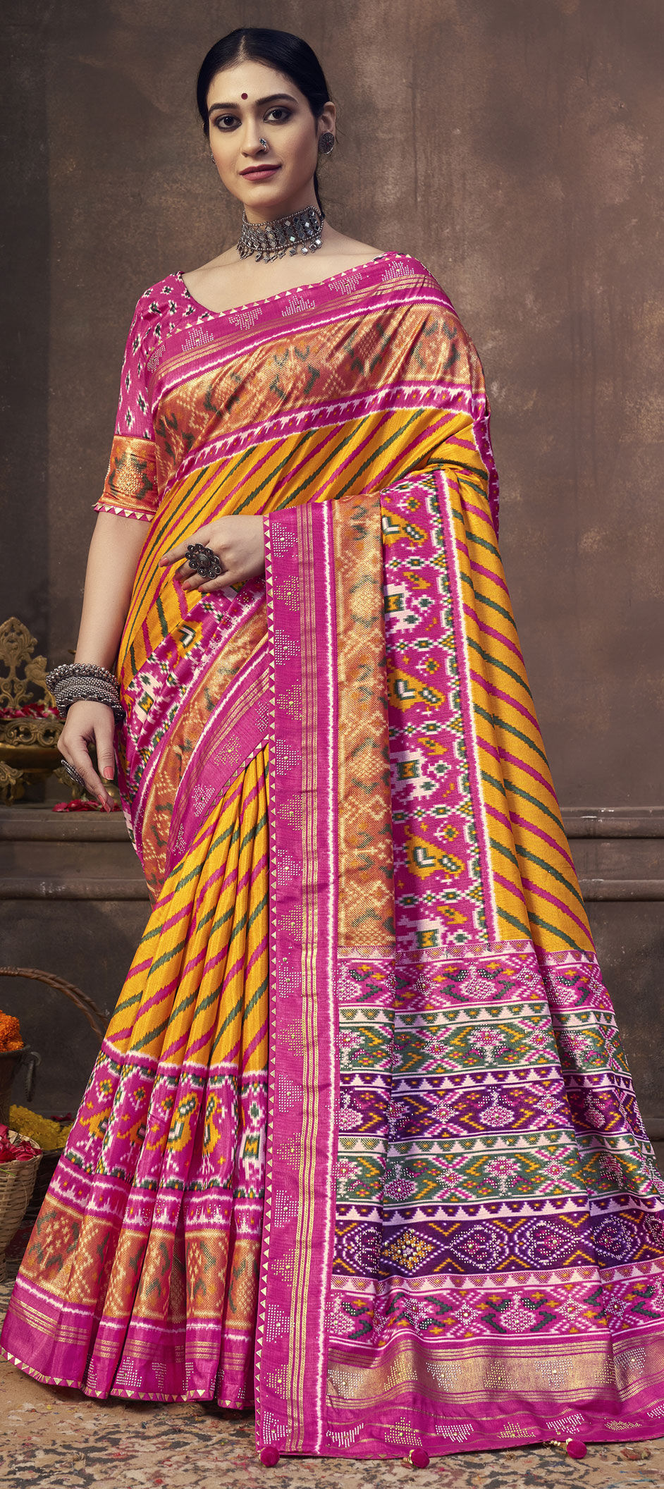 Traditional Multicolor Color Art Silk Silk Fabric Saree 1802110