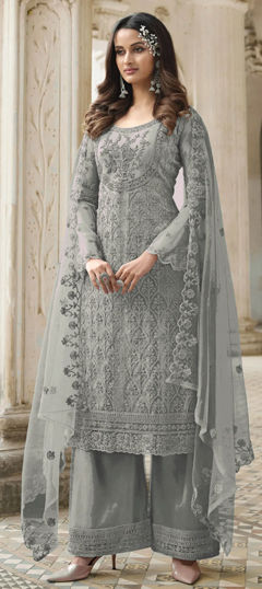 Party Wear Purple and Violet color Net fabric Salwar Kameez 1802421