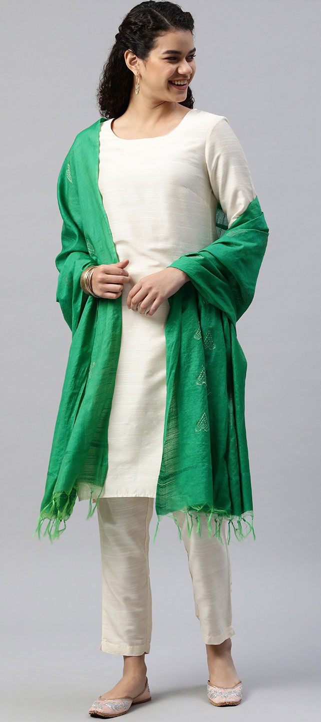 marble print Summer garden dupatta with tunic - Green