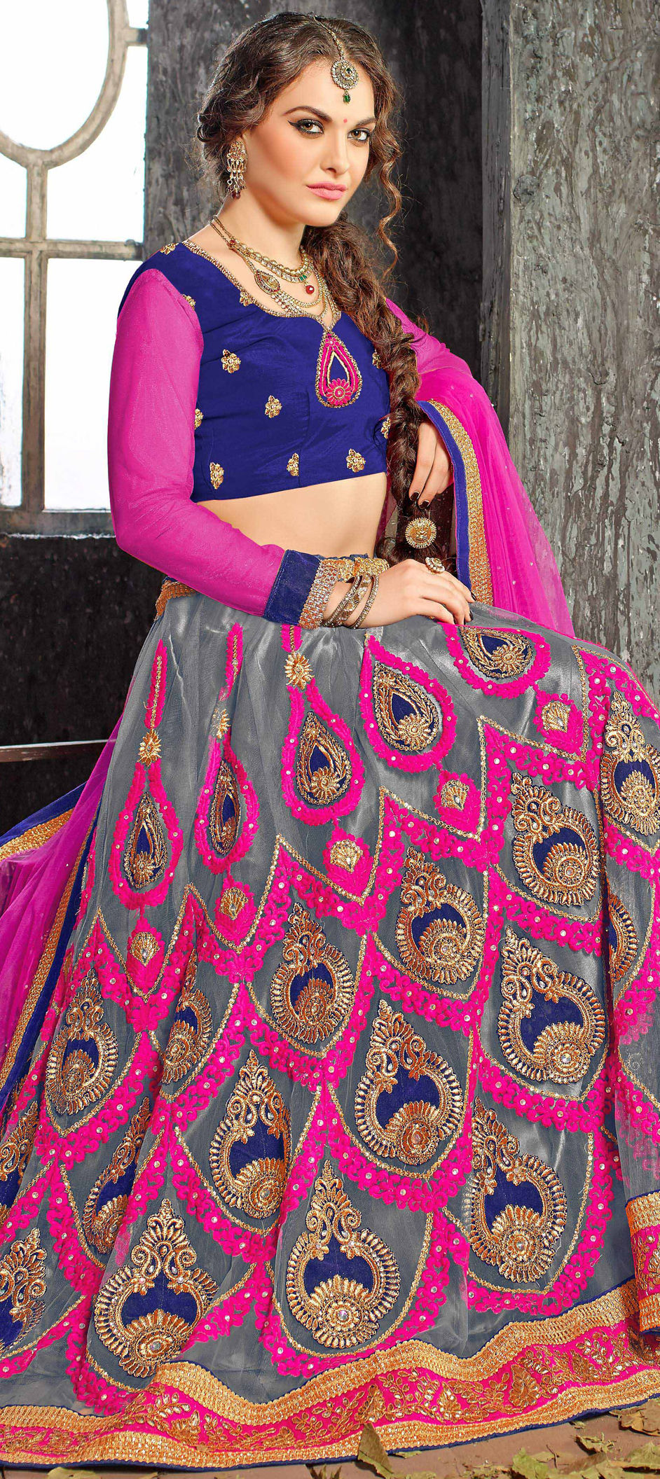 180526 Black and Grey color family Mehendi & Sangeet Lehenga