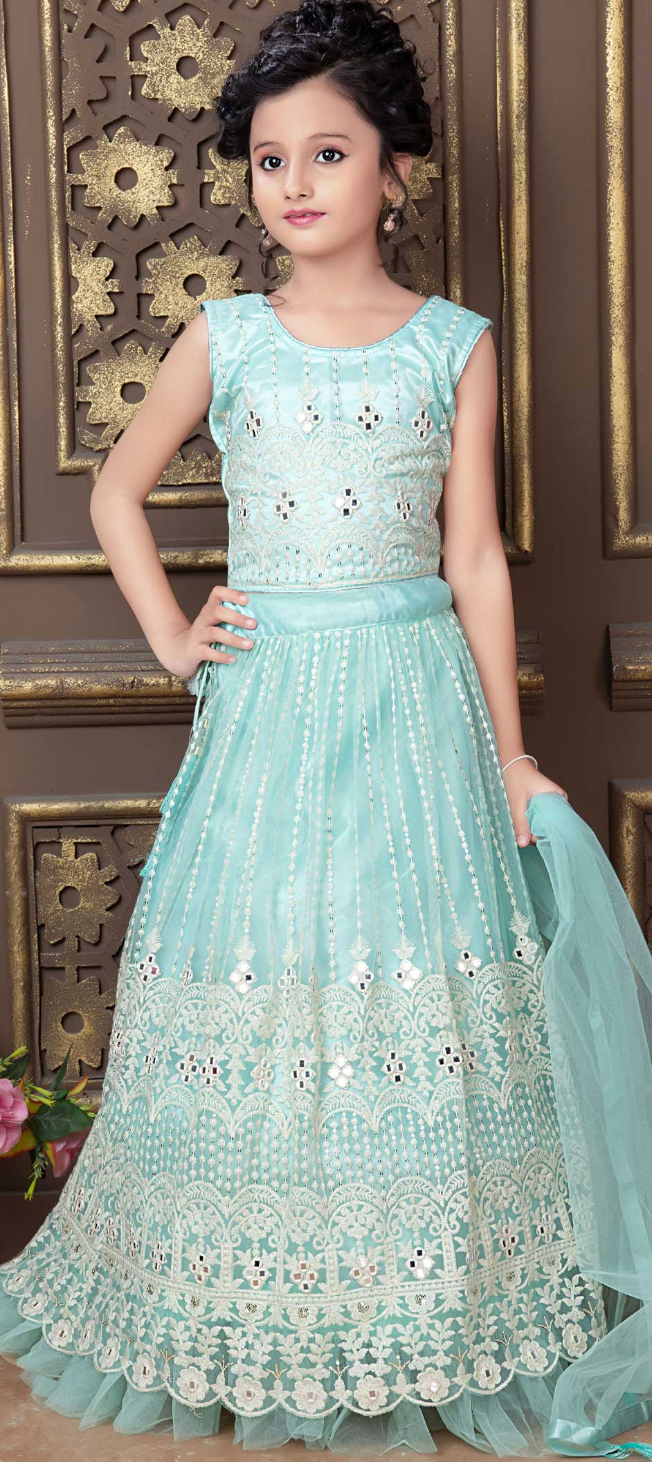 Buy Designer Sarees, Salwar Kameez, Kurtis & Tunic and Lehenga  Choli.Marvelous Navy Blue Kids Lehenga Choli