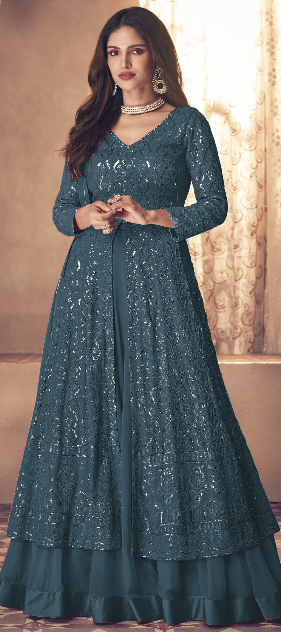 Festive, Party Wear Blue color Georgette fabric Long Lehenga Choli ...