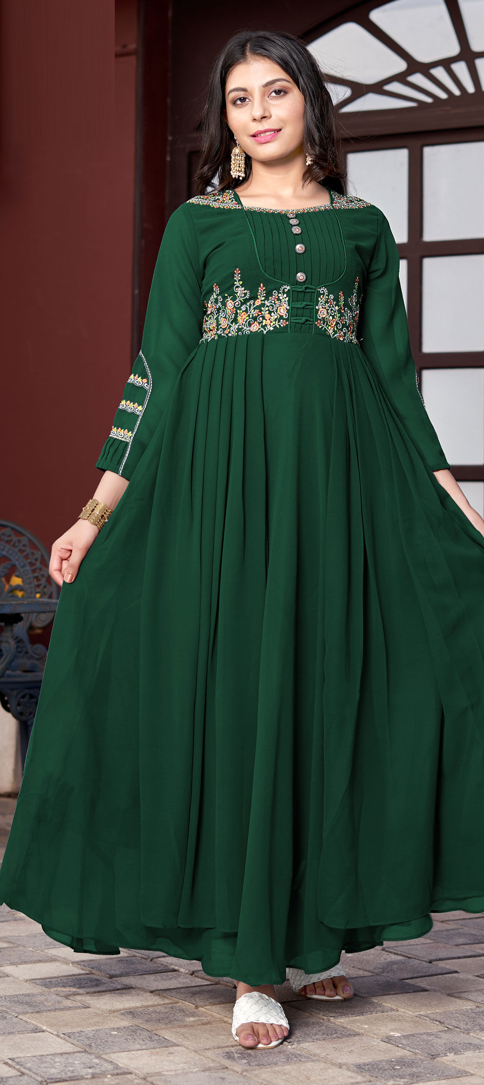 Festive, Party Wear Green color Georgette fabric Kurti : 1809570