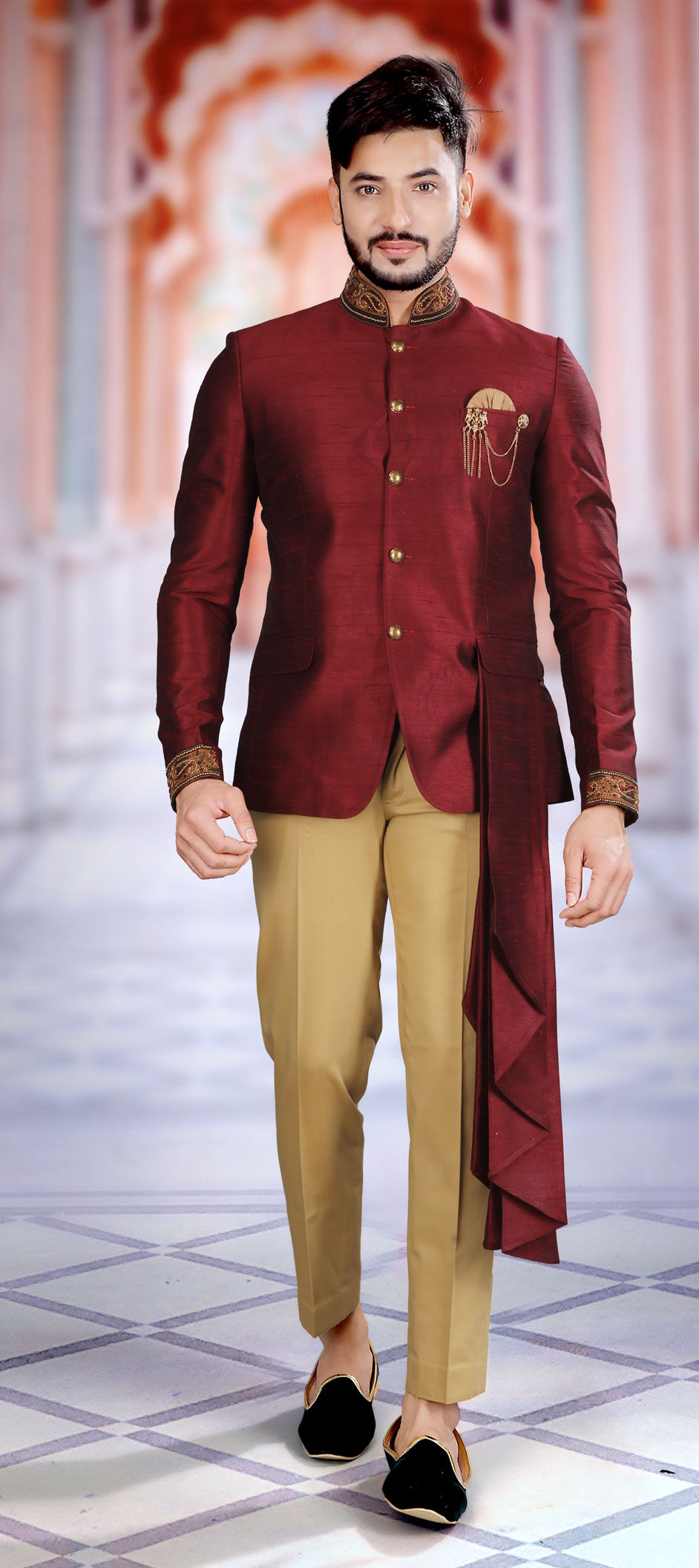 Red hot sale jodhpuri suit