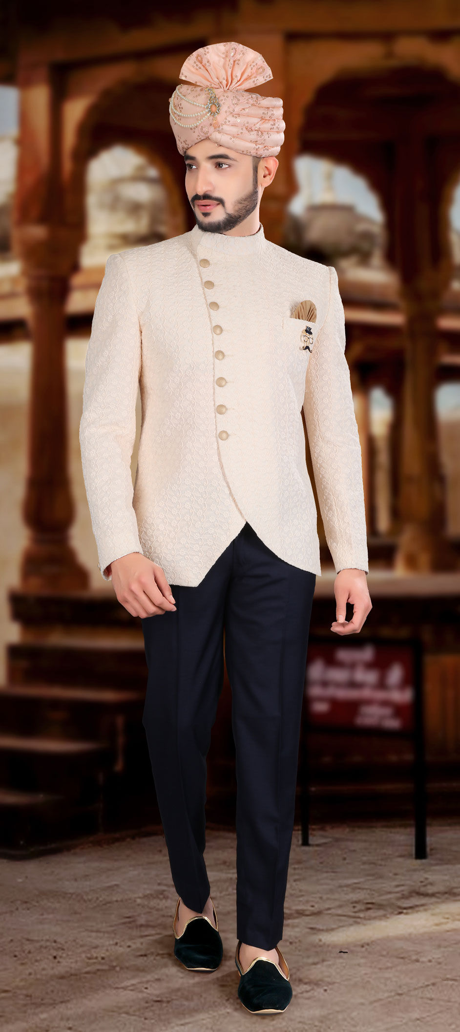 Buy Jodhpuri Suit-Blue-Resham Thread Work Online | Samyakk