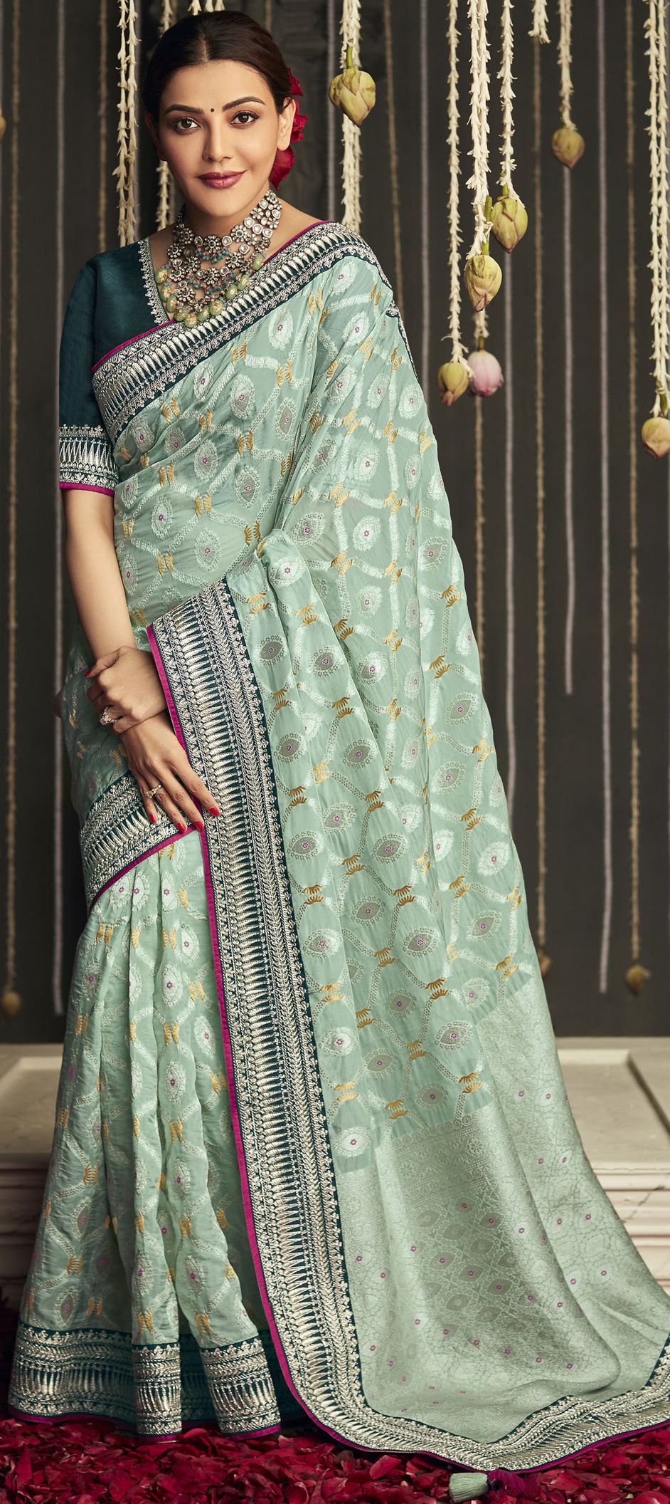 Bollywood, Designer, Traditional Green color Art Silk, Silk fabric